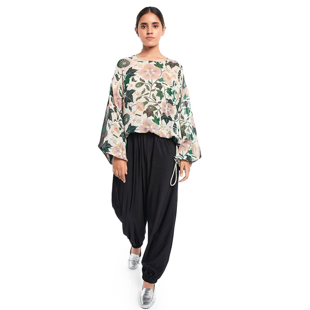 Ps Pret By Payal Singhal Crepe White Floral Tunic