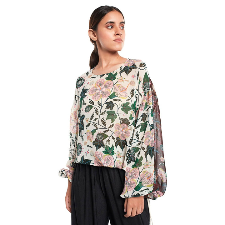 Ps Pret By Payal Singhal Crepe White Floral Tunic