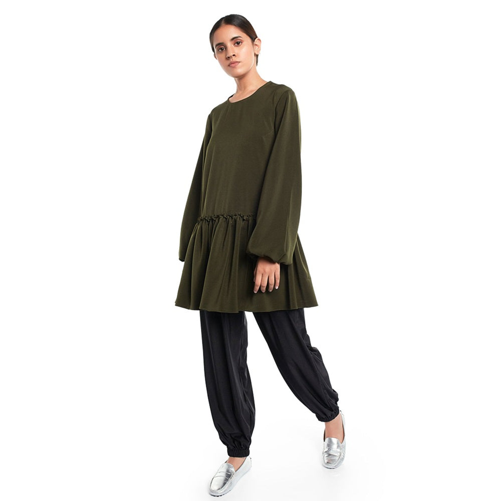 PS Pret by Payal Singhal Crepe Green Solids Tunic