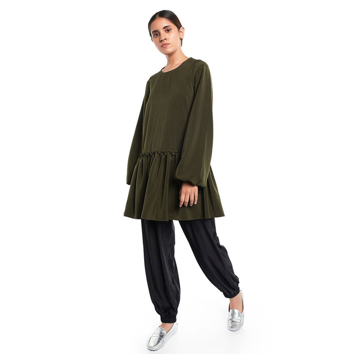 Ps Pret By Payal Singhal Crepe Green Solids Tunic