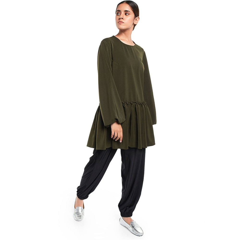 PS Pret by Payal Singhal Crepe Green Solids Tunic