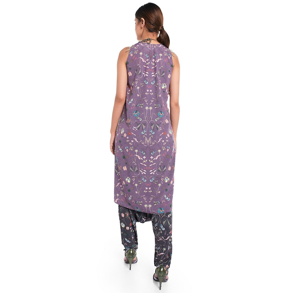 PS Pret by Payal Singhal Crepe Black Printed Kurta With Dhoti Pant (Set of 2)