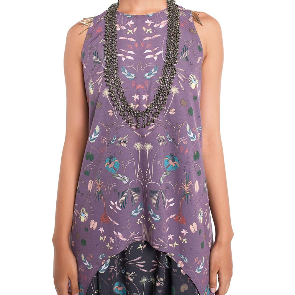 PS Pret by Payal Singhal Crepe Black Printed Kurta With Dhoti Pant (Set of 2)