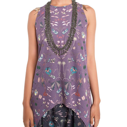 PS Pret by Payal Singhal Crepe Black Printed Kurta With Dhoti Pant (Set of 2)