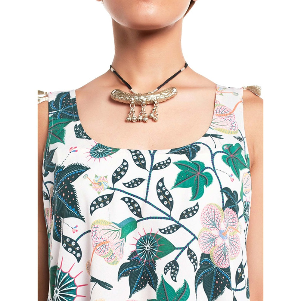 PS Pret by Payal Singhal Georgette White Printed Kurta With Palazzo (Set of 2)