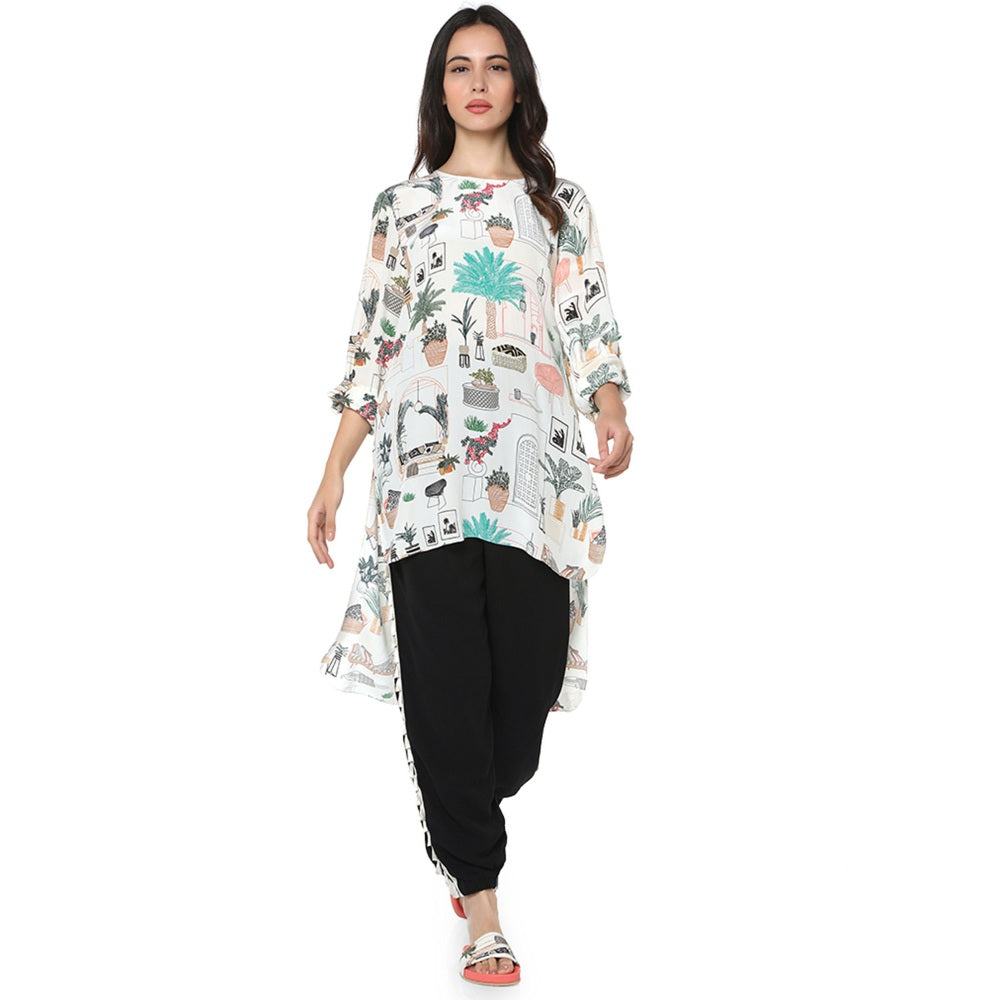 Ps Pret By Payal Singhal Georgette White Printed Tunic