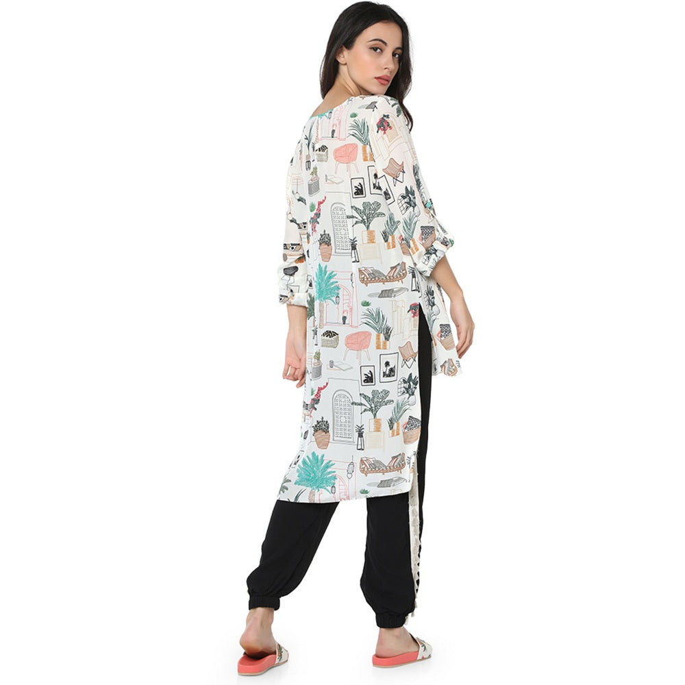 PS Pret by Payal Singhal Georgette White Printed Tunic