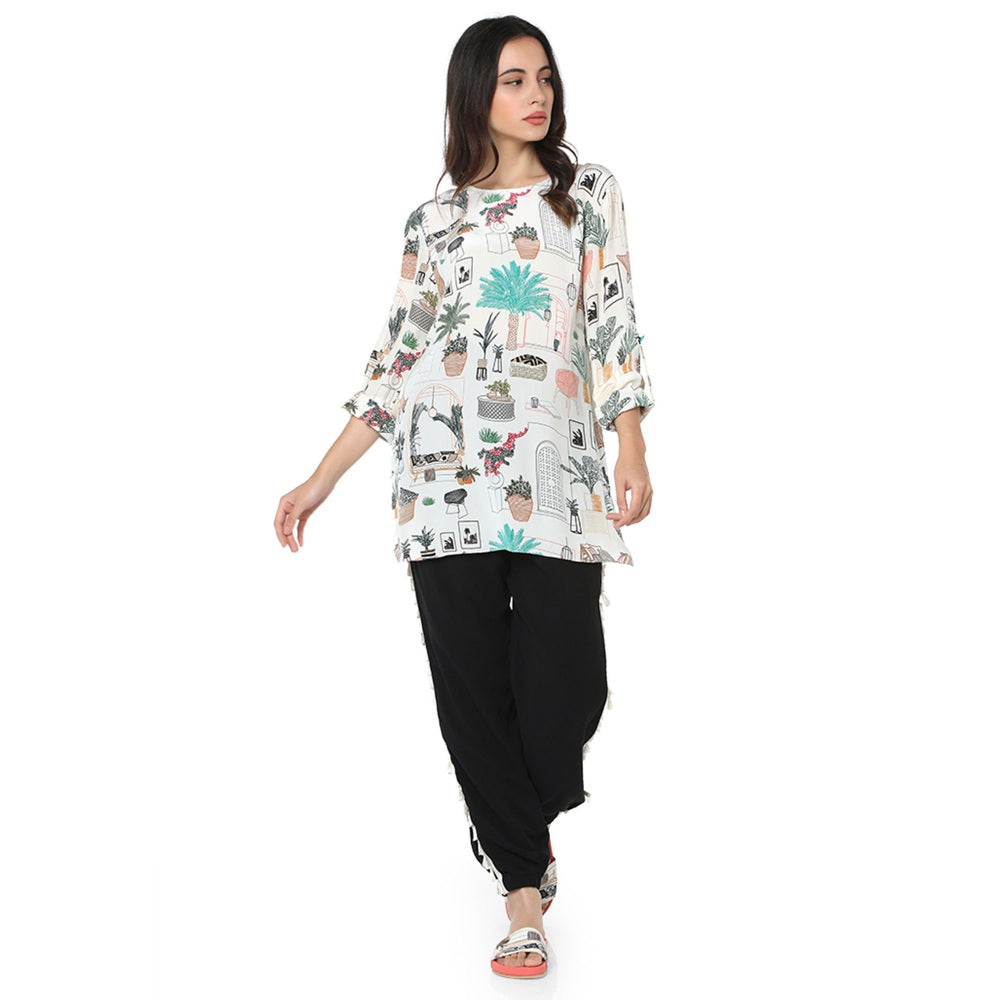 PS Pret by Payal Singhal Georgette White Printed Tunic