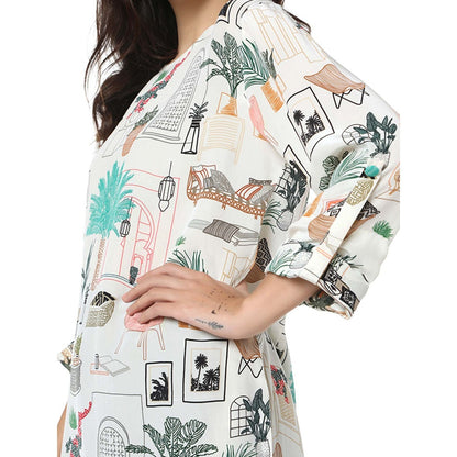 PS Pret by Payal Singhal Georgette White Printed Tunic