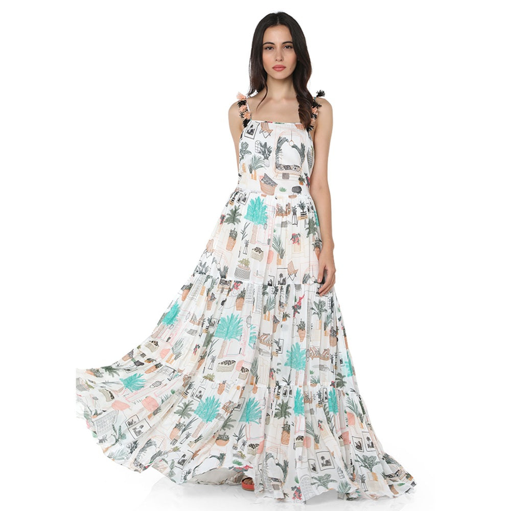 PS Pret by Payal Singhal Georgette White Printed Dress