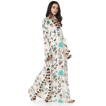 PS Pret by Payal Singhal Crepe White Printed Kaftan