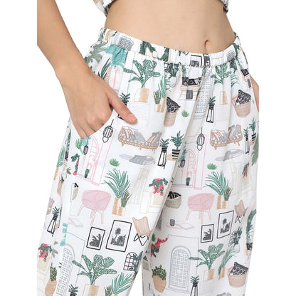 PS Pret by Payal Singhal Crepe White Printed Top With Dhoti Pant (Set of 2)