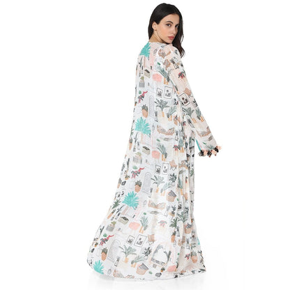 PS Pret by Payal Singhal Crepe White Printed Top With Pant & Jacket (Set of 3)