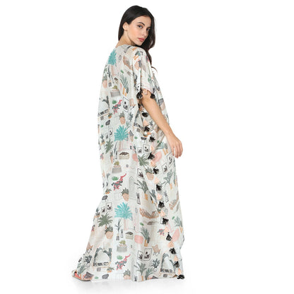 PS Pret by Payal Singhal Silk White Printed Kaftan