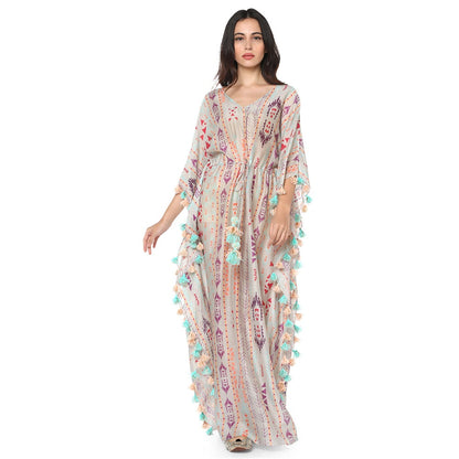 PS Pret by Payal Singhal Silk Grey Printed Kaftan
