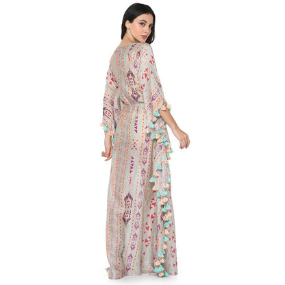 PS Pret by Payal Singhal Silk Grey Printed Kaftan