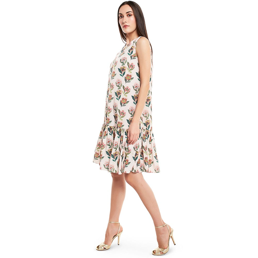 PS Pret by Payal Singhal Crepe Off White Printed Maxi Dress