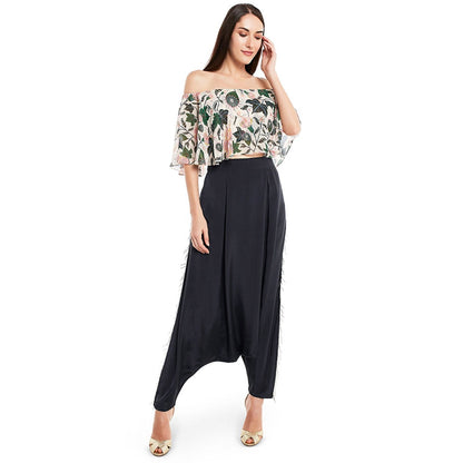 PS Pret by Payal Singhal Crepe White Solid Top With Dhoti Pant (Set of 2)