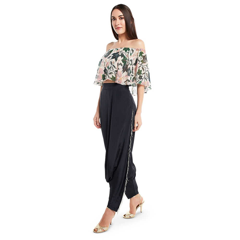 Ps Pret By Payal Singhal Crepe White Solid Top With Dhoti Pant (Set Of 2)