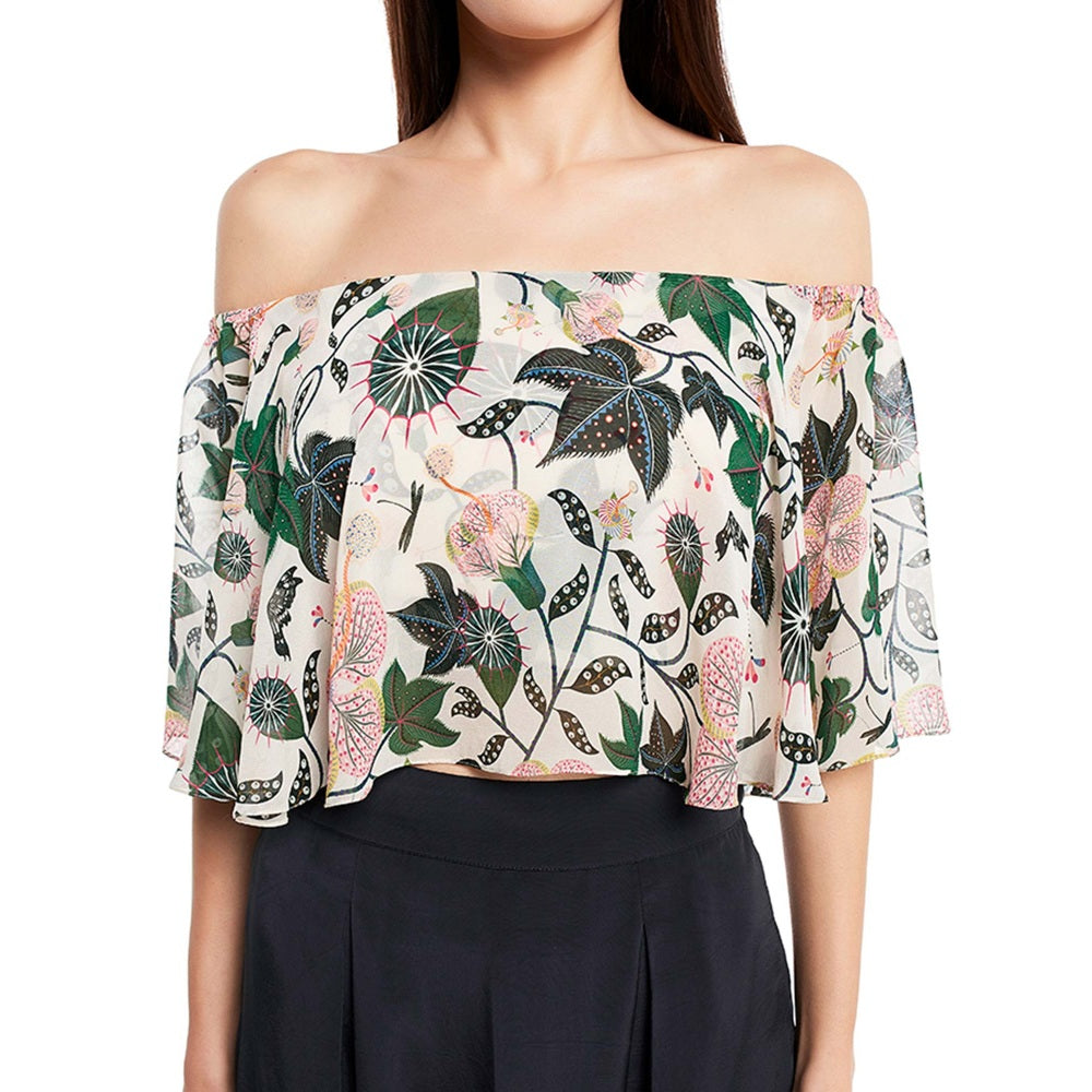 PS Pret by Payal Singhal Crepe White Solid Top With Dhoti Pant (Set of 2)