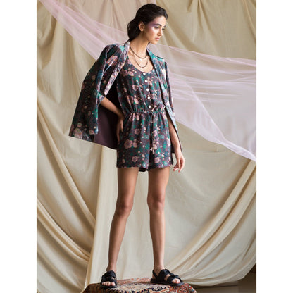 PS Pret by Payal Singhal Brown Printed Georgette Romper