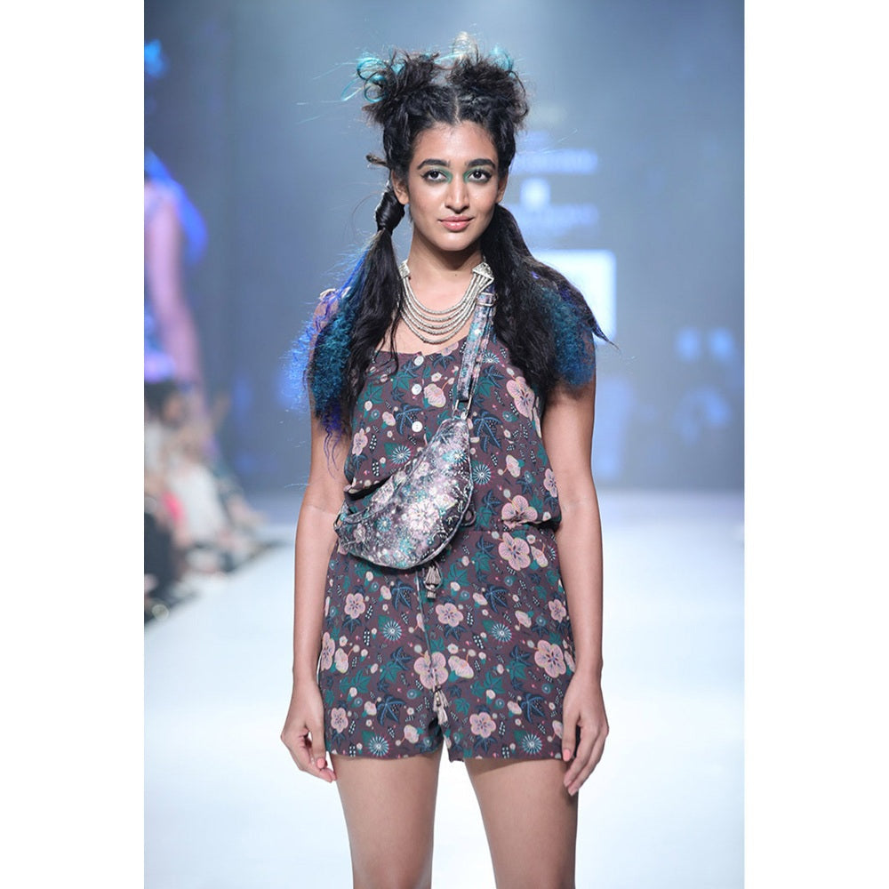 PS Pret by Payal Singhal Brown Printed Georgette Romper