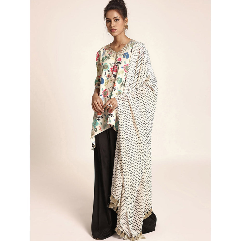 Ps Pret By Payal Singhal Printed Crepe Kurta With Palazzo And Georgette Dupatta (Set Of 3)