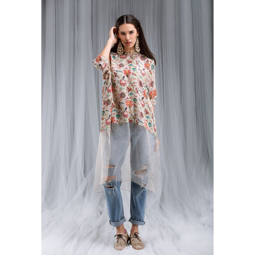 PS Pret by Payal Singhal Khaki Chidiya Print Kaftaan Tunic