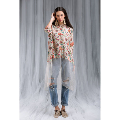 PS Pret by Payal Singhal Khaki Chidiya Print Kaftaan Tunic