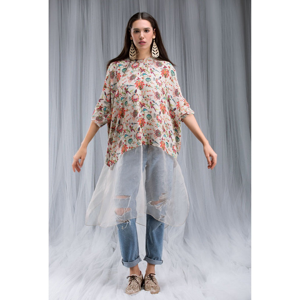 PS Pret by Payal Singhal Khaki Chidiya Print Kaftaan Tunic