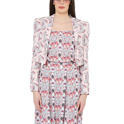 PS Pret by Payal Singhal Grey Printed Camisole with Low Crotch Pant and Pink Printed Jacket (Set of 3)