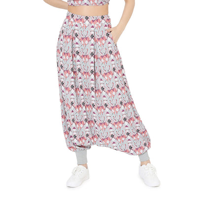 PS Pret by Payal Singhal Grey Printed Camisole with Low Crotch Pant and Pink Printed Jacket (Set of 3)