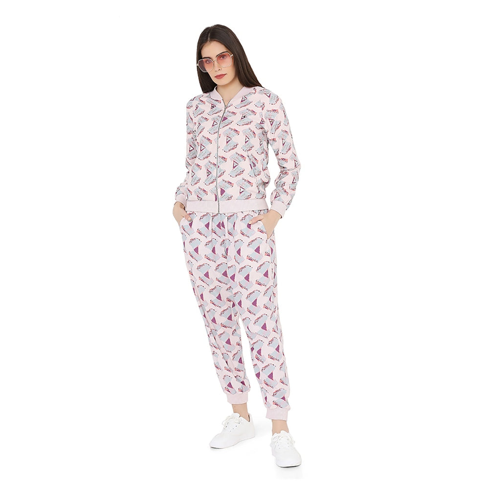 PS Pret by Payal Singhal Pink Colour Printed Art Bomber Jacket with Jogger Pant (Set of 2)