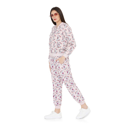 PS Pret by Payal Singhal Pink Colour Printed Art Bomber Jacket with Jogger Pant (Set of 2)