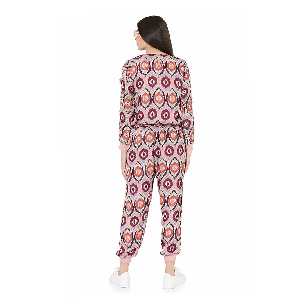 PS Pret by Payal Singhal Red Colour Printed Art Top with Jogger Pant (Set of 2)