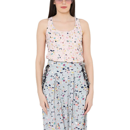 PS Pret by Payal Singhal Pink Printed Art Crepe Top With Green Low Crotch Pant (Set of 2)