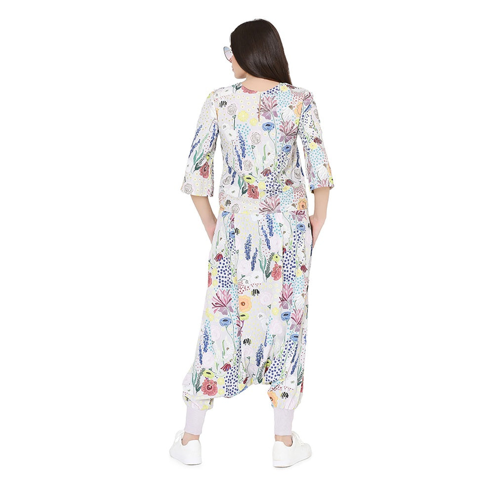 PS Pret by Payal Singhal Stone Printed Art Crepe Top With Low Crotch Pant Set (Set of 2)