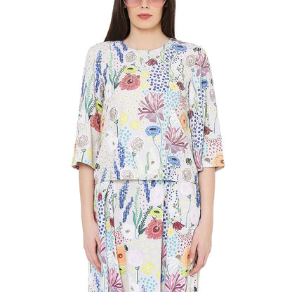 PS Pret by Payal Singhal Stone Printed Art Crepe Top With Low Crotch Pant Set (Set of 2)