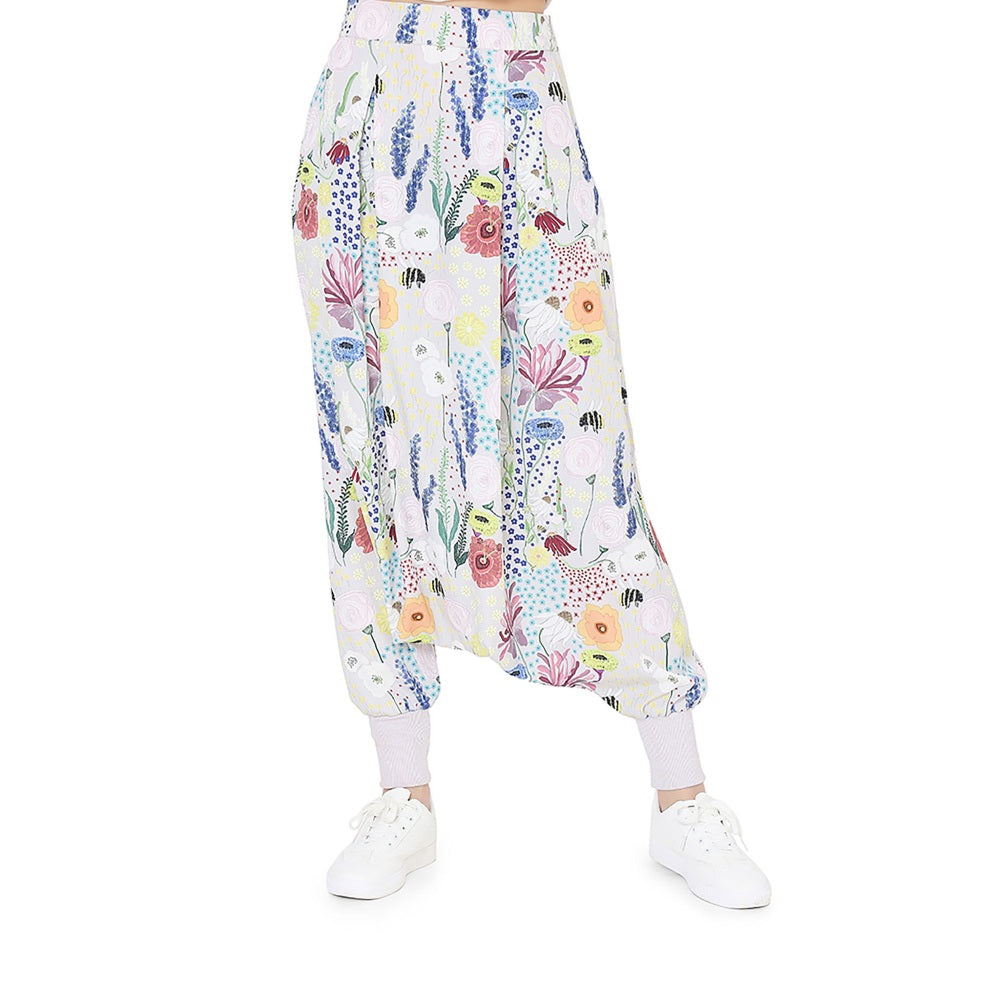 PS Pret by Payal Singhal Stone Printed Art Crepe Top With Low Crotch Pant Set (Set of 2)