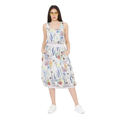 PS Pret by Payal Singhal Stone Printed Art Crepe Racer Back Top With Balloon Skirt (Set of 2)