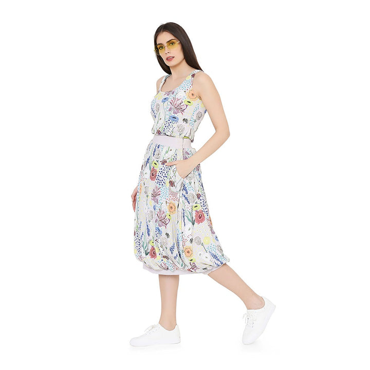 Ps Pret By Payal Singhal Stone Printed Art Crepe Racer Back Top With Balloon Skirt (Set Of 2)