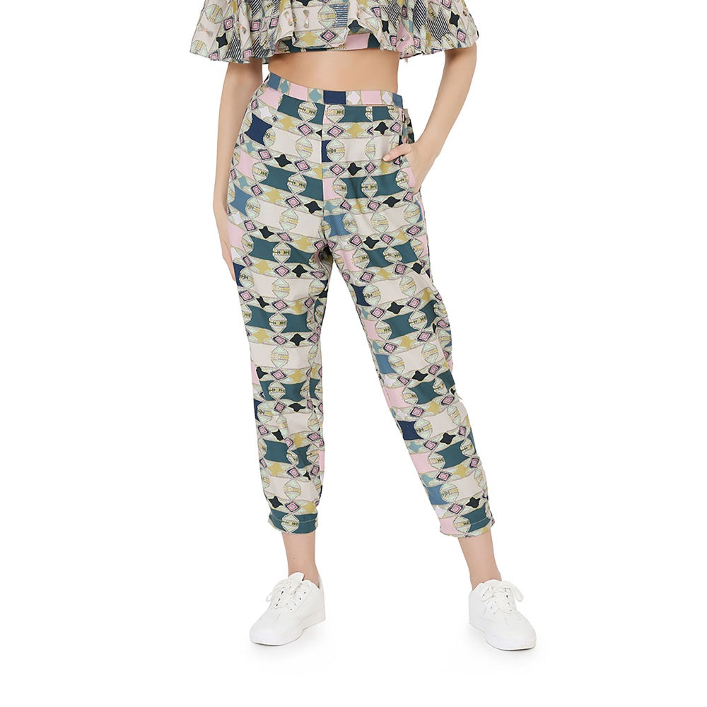 PS Pret by Payal Singhal Off Shoulder Top With Jogger Pant and Mukaish Dupatta (Set of 3)