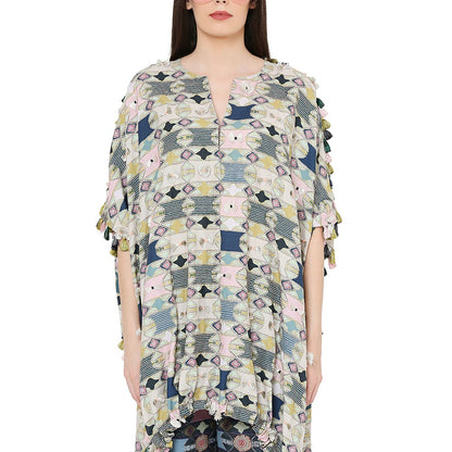 PS Pret by Payal Singhal Printed Oversized High-Low Kaftaan Top With Jogger Pant (Set of 2)