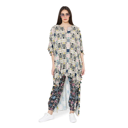 PS Pret by Payal Singhal Printed Oversized High-Low Kaftaan Top With Jogger Pant (Set of 2)