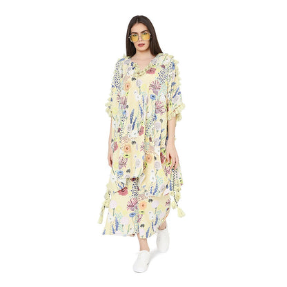 PS Pret by Payal Singhal Art Crepe Oversized Kaftaan Top With Jogger Pant Set (Set of 2)