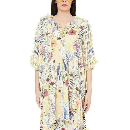 PS Pret by Payal Singhal Art Crepe Oversized Kaftaan Top With Jogger Pant Set (Set of 2)