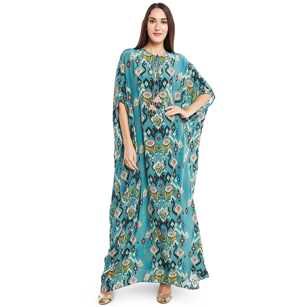 PS Pret by Payal Singhal Blue Printed Crepe Kaftan