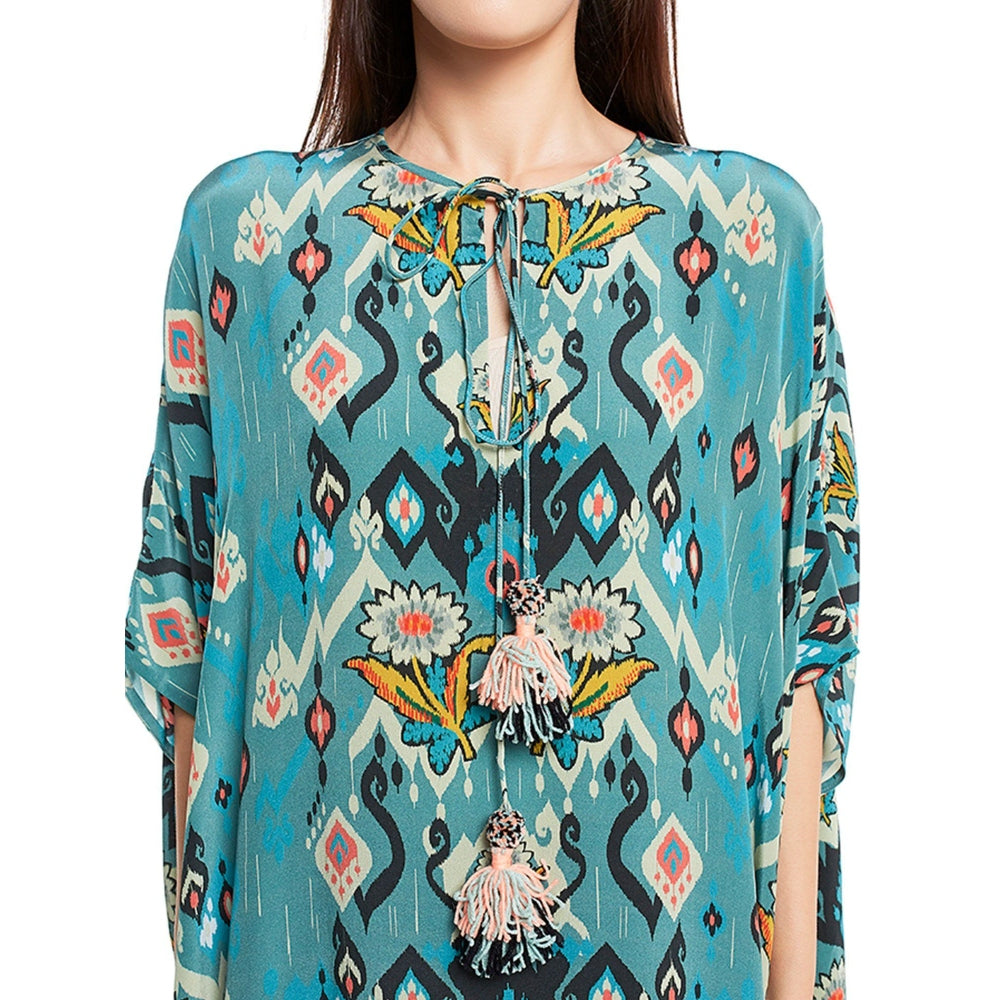 PS Pret by Payal Singhal Blue Printed Crepe Kaftan