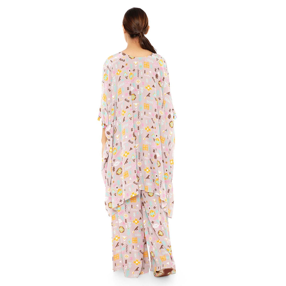 PS Pret by Payal Singhal Printed Kaftan With Palazzo Pants And Matching Reversible 3 Ply Mask (Set of 3)
