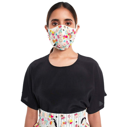 PS Pret by Payal Singhal Black Short Kaftan Top And Low Crotch Pant With Mask And Tie-up Belt (Set of 4)